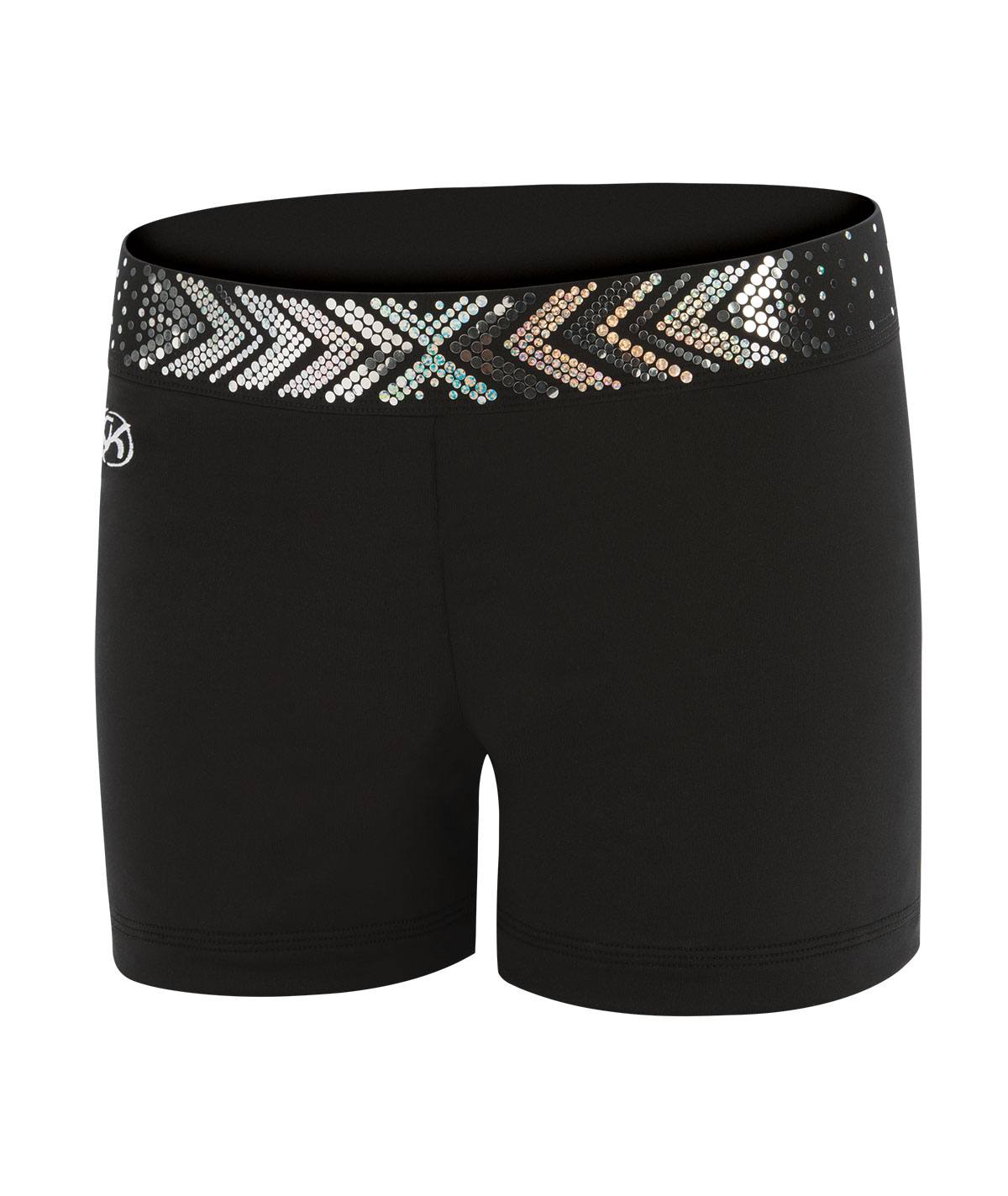 Omni Cheer - Black Cheer Shorts with Silver Spanglez Waistband