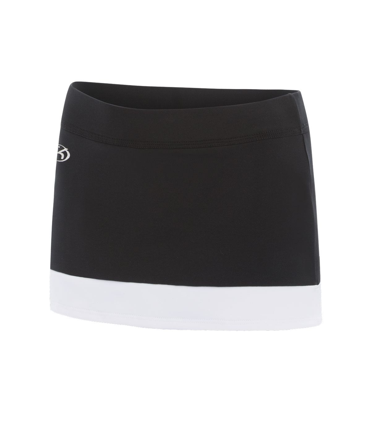 GK All Star Black Cheer Skirt with White Color Block Hem