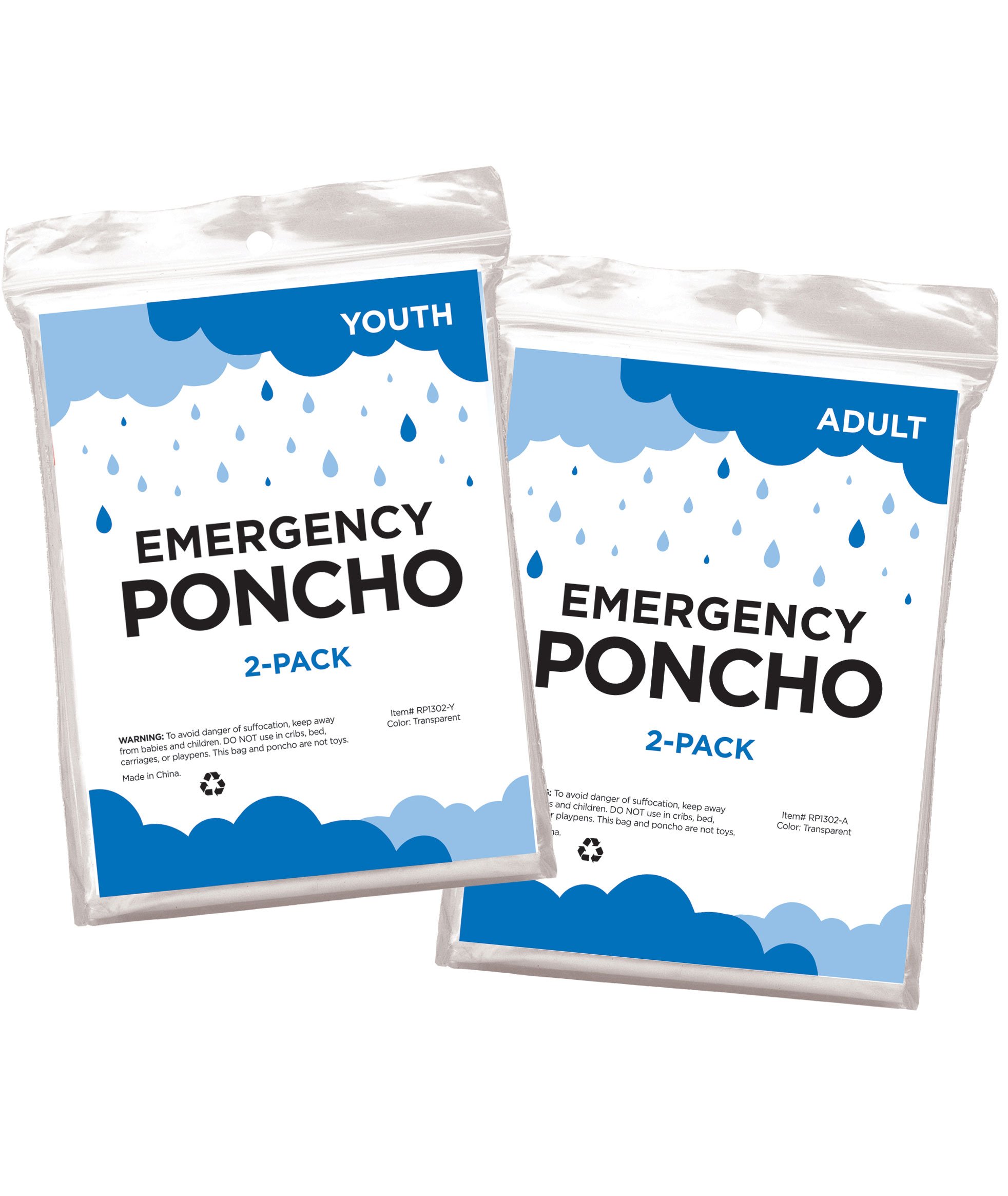 2-Pack Rain Poncho